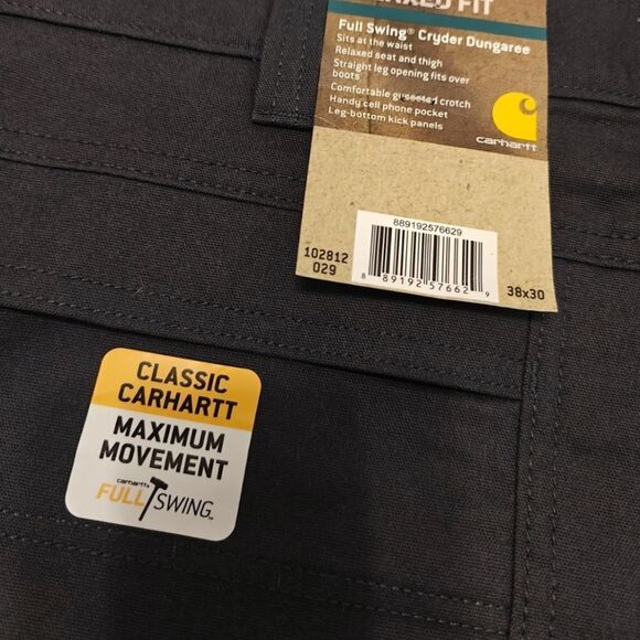 NWT Carhartt Cryder Dungaree Flex Gray Chinos Comfortable Work Pants 38/30 - Picture 7 of 9